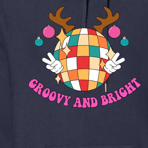 Groovy And Bright Disco Christmas Reindeer Premium Hoodie