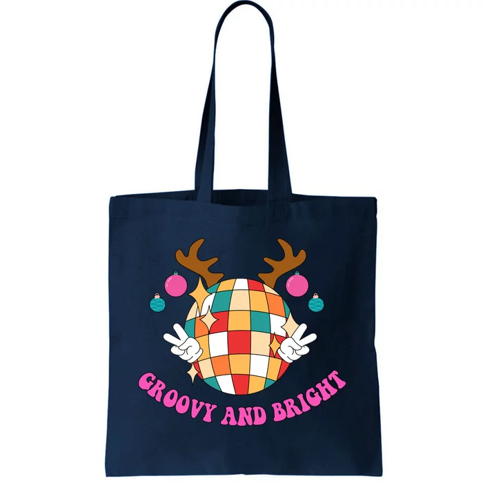 Groovy And Bright Disco Christmas Reindeer Tote Bag