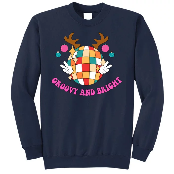 Groovy And Bright Disco Christmas Reindeer Tall Sweatshirt