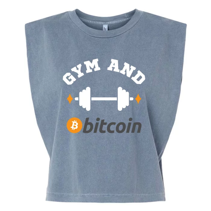 Gym And Bitcoin Fun Crypto Gym Wear Bitcoin Gym Bodybuilding Garment-Dyed Women's Muscle Tee