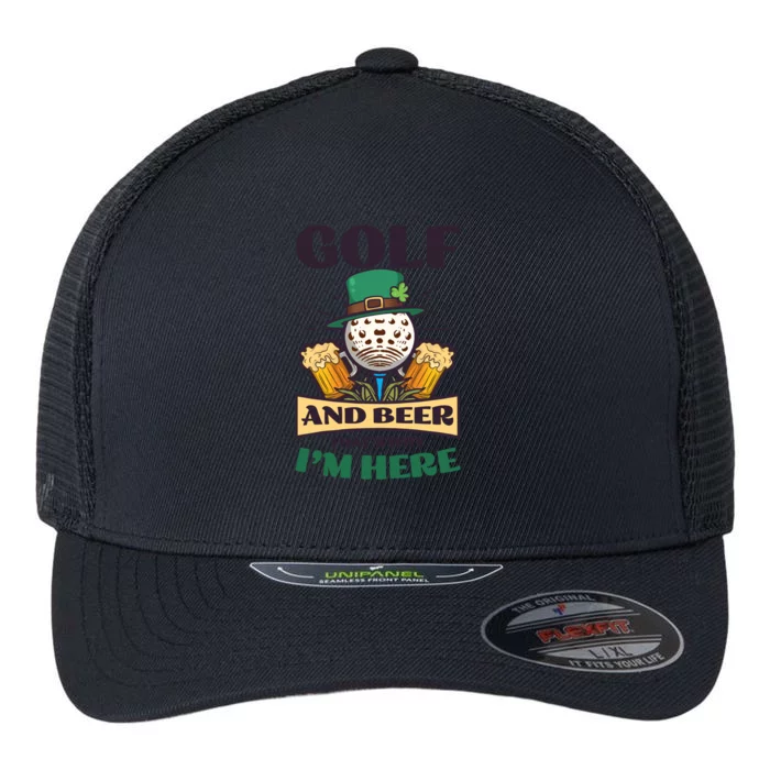 Golf And Beer Design St Patricks Golfing Gift Flexfit Unipanel Trucker Cap