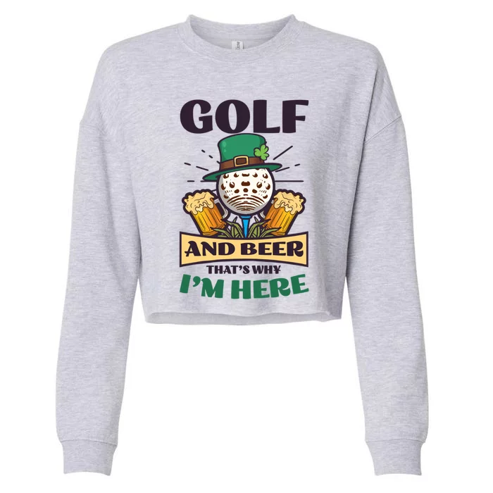 Golf And Beer Design St Patricks Golfing Gift Cropped Pullover Crew