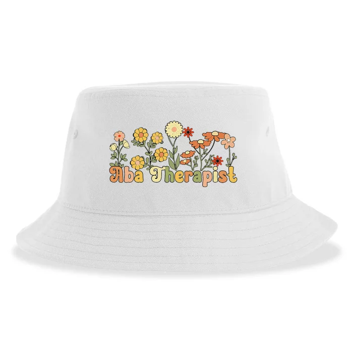 Groovy Applied Behavior Analysis Therapist Flowers Sustainable Bucket Hat