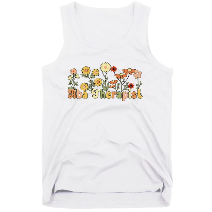 Groovy Applied Behavior Analysis Therapist Flowers Tank Top