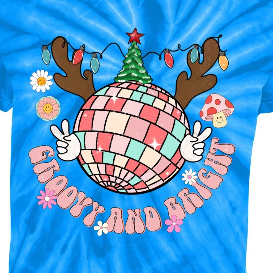 Groovy And Bright Disco Ball Christmas Party Xmasgiftthemed Meaningful Gift Kids Tie-Dye T-Shirt