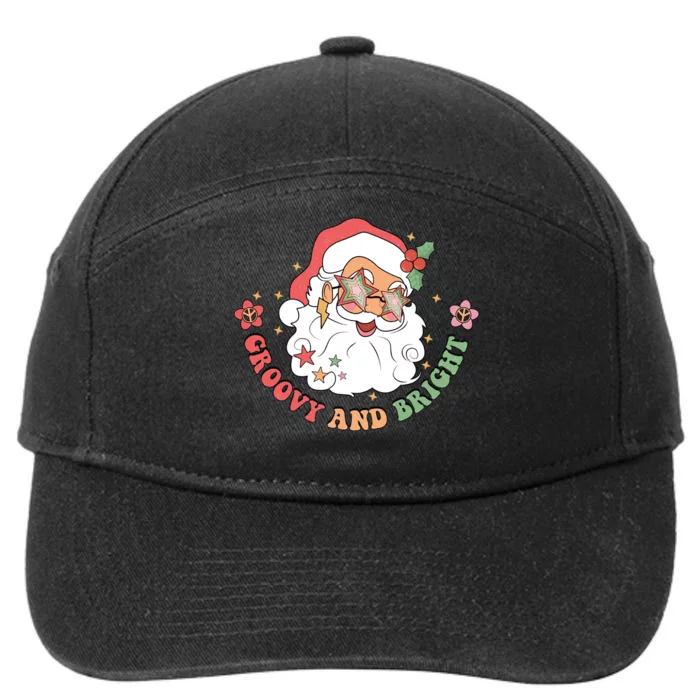 Groovy And Bright Santa Claus Christmas 7-Panel Snapback Hat