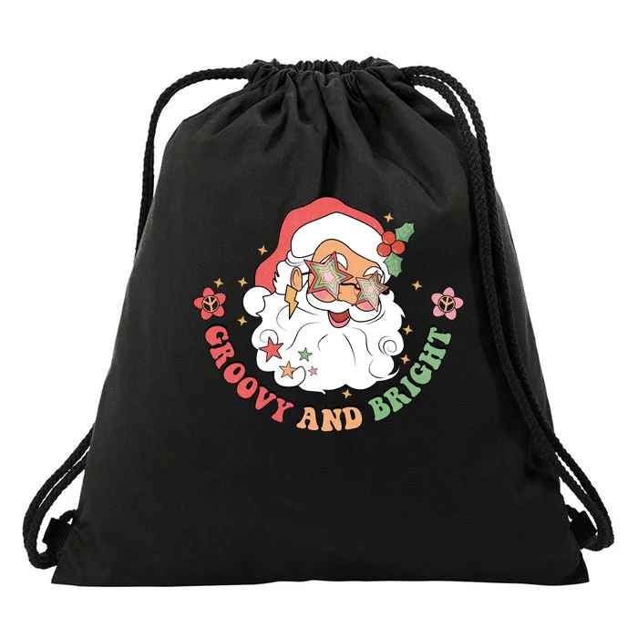 Groovy And Bright Santa Claus Christmas Drawstring Bag