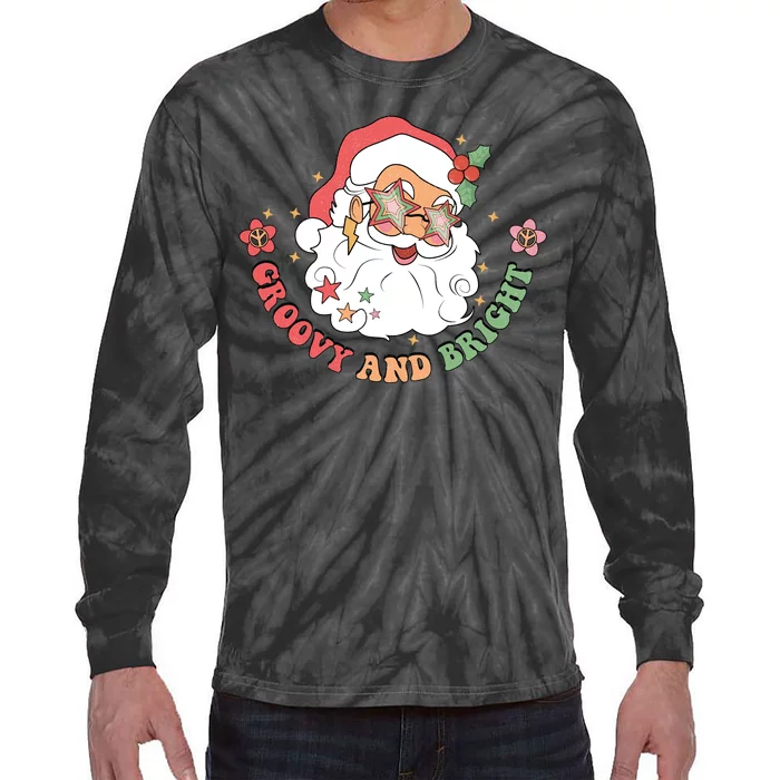 Groovy And Bright Santa Claus Christmas Tie-Dye Long Sleeve Shirt