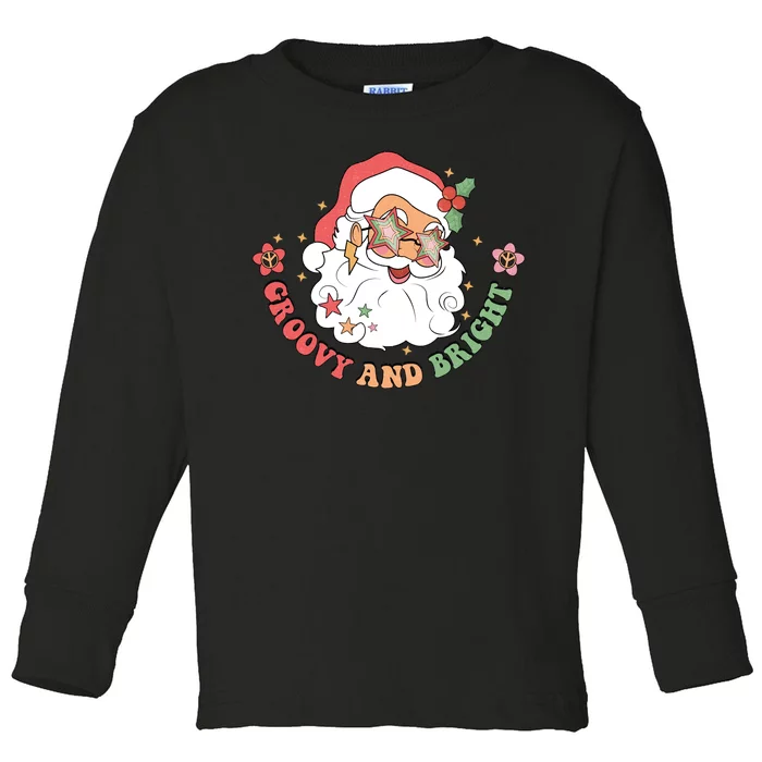 Groovy And Bright Santa Claus Christmas Toddler Long Sleeve Shirt