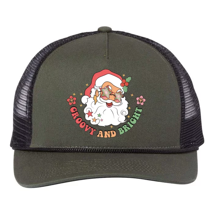 Groovy And Bright Santa Claus Christmas Retro Rope Trucker Hat Cap