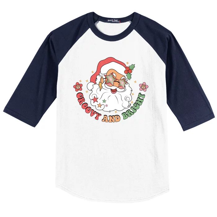 Groovy And Bright Santa Claus Christmas Baseball Sleeve Shirt