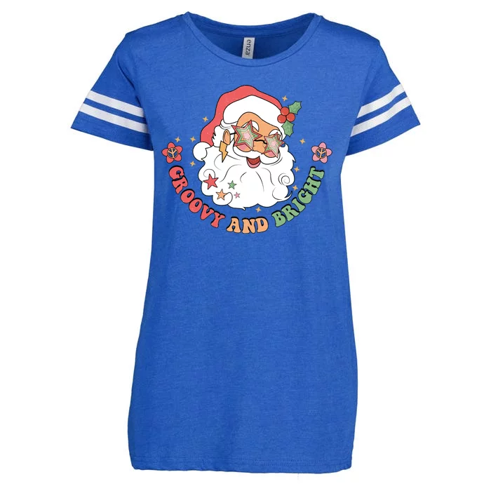 Groovy And Bright Santa Claus Christmas Enza Ladies Jersey Football T-Shirt