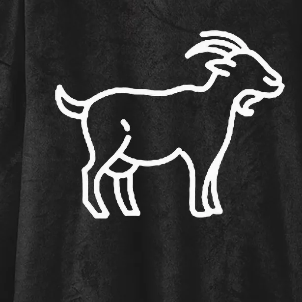 Goat Animal Badge Patch Line Art Icon Outline Hooded Wearable Blanket