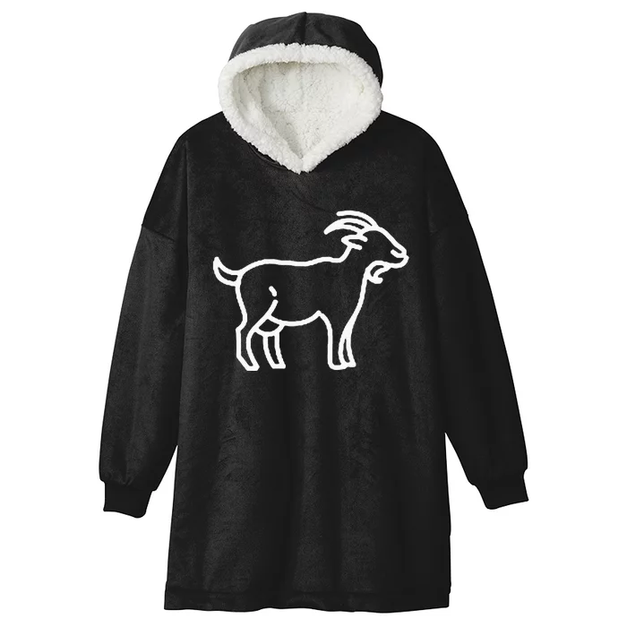 Goat Animal Badge Patch Line Art Icon Outline Hooded Wearable Blanket