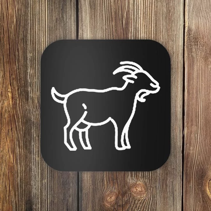 Goat Animal Badge Patch Line Art Icon Outline Coaster