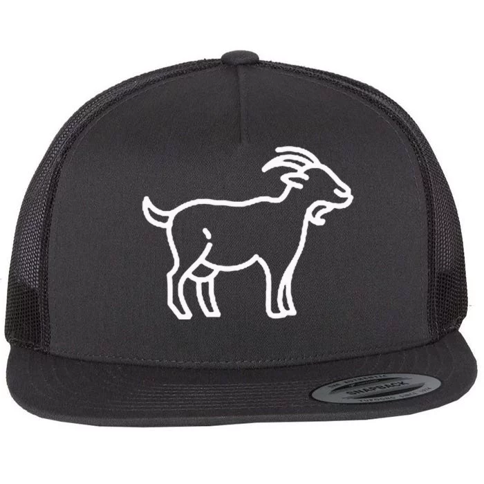 Goat Animal Badge Patch Line Art Icon Outline Flat Bill Trucker Hat