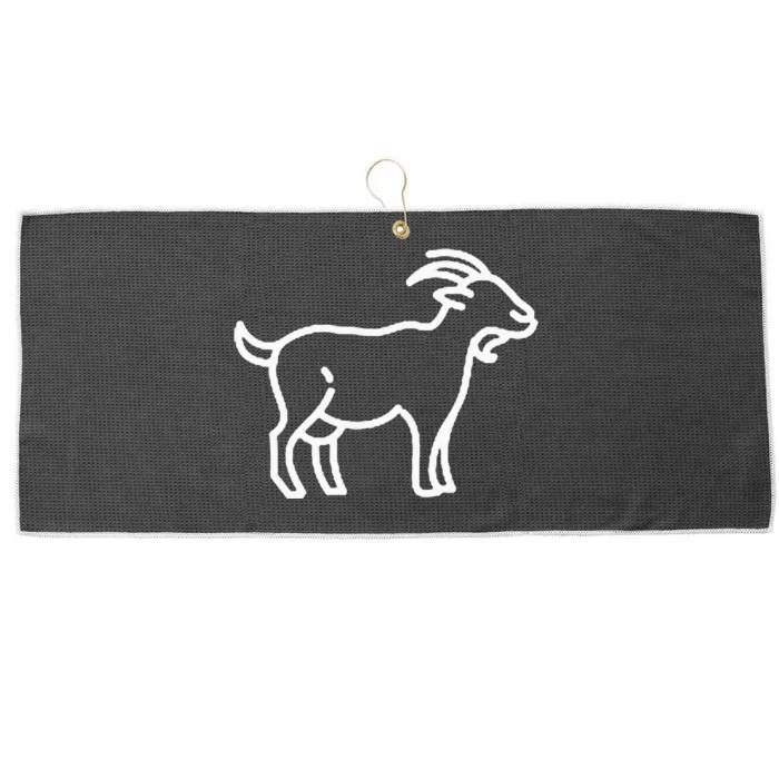 Goat Animal Badge Patch Line Art Icon Outline Large Microfiber Waffle Golf Towel