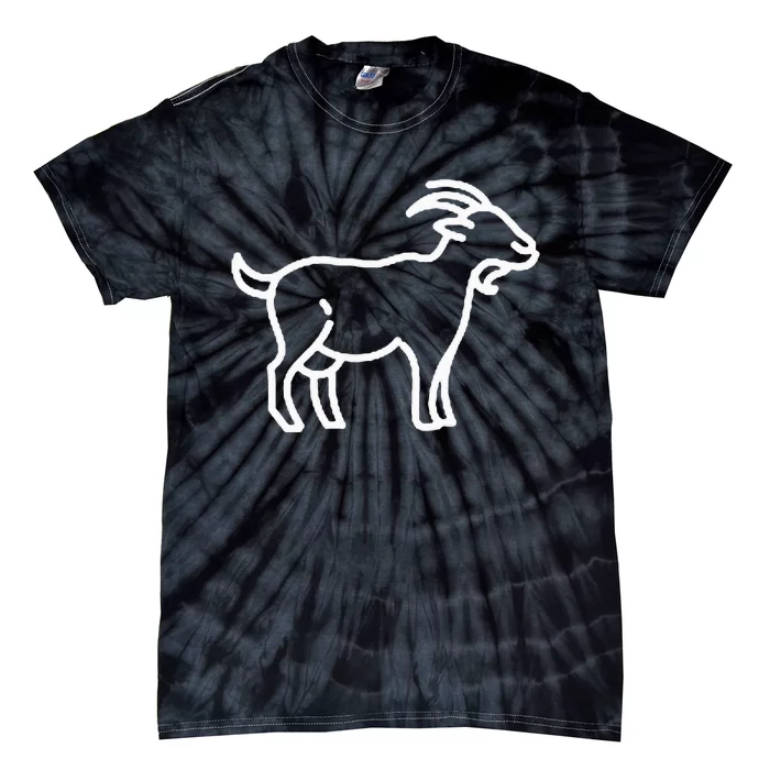 Goat Animal Badge Patch Line Art Icon Outline Tie-Dye T-Shirt