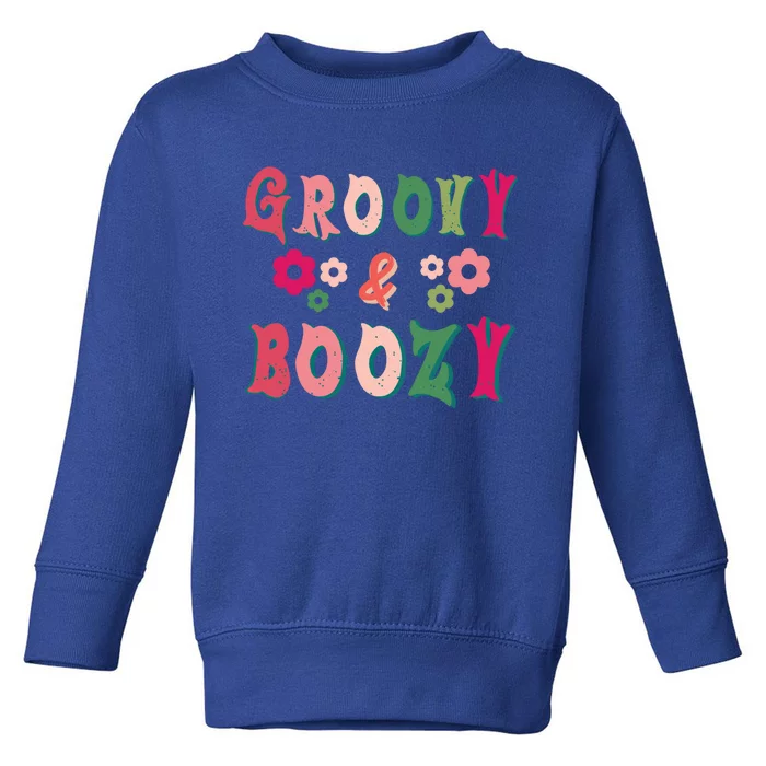 Groovy And Boozy Bride Squad Bachelorette Party Gift Toddler Sweatshirt