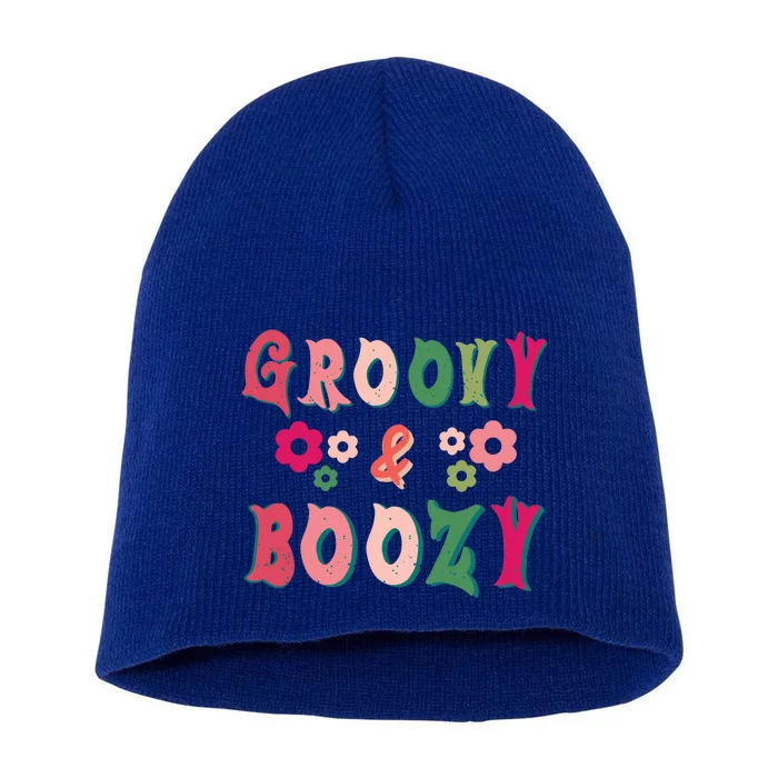 Groovy And Boozy Bride Squad Bachelorette Party Gift Short Acrylic Beanie