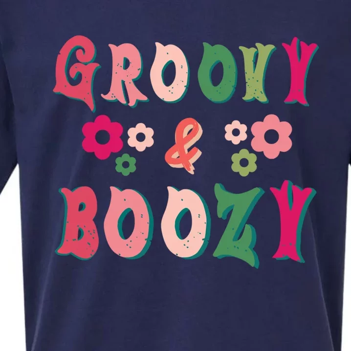 Groovy And Boozy Bride Squad Bachelorette Party Gift Sueded Cloud Jersey T-Shirt