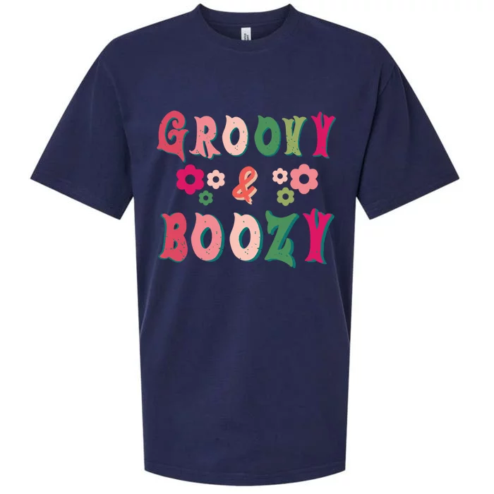 Groovy And Boozy Bride Squad Bachelorette Party Gift Sueded Cloud Jersey T-Shirt