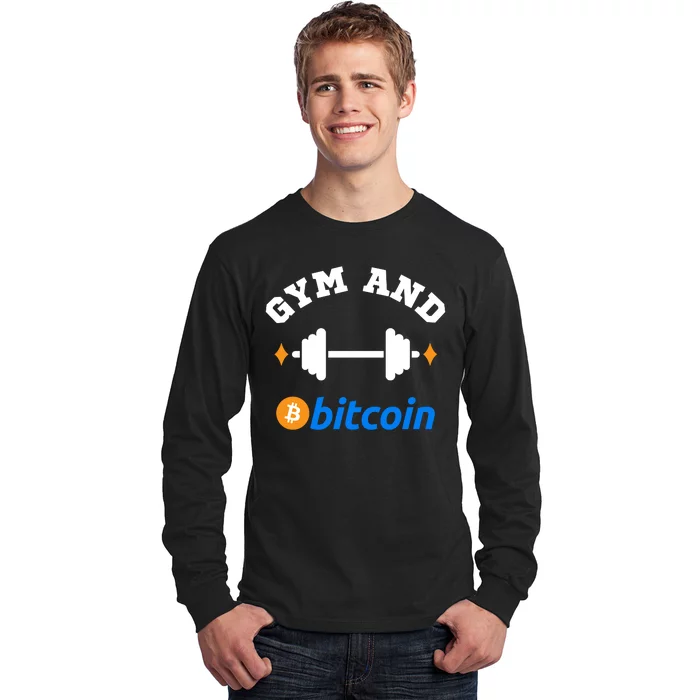 Gym And Bitcoin Fun Crypto Gym Wear Bitcoin Gym Bodybuilding Long Sleeve Shirt