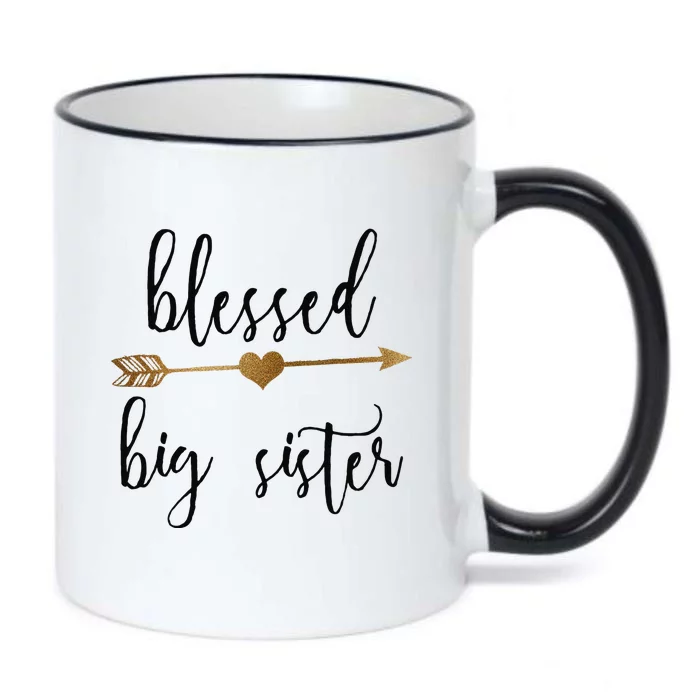 Gold Arrow Blessed Big Sister Announcement Black Color Changing Mug