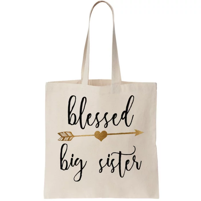 Gold Arrow Blessed Big Sister Announcement Tote Bag