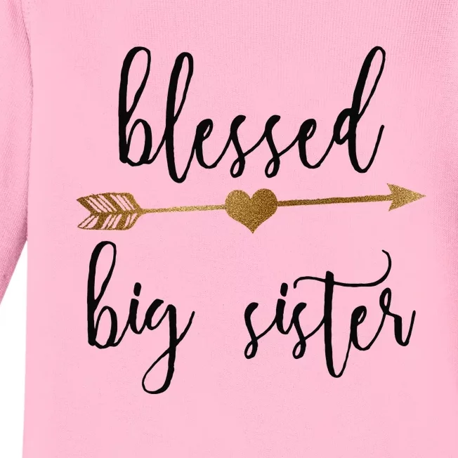 Gold Arrow Blessed Big Sister Announcement Baby Long Sleeve Bodysuit