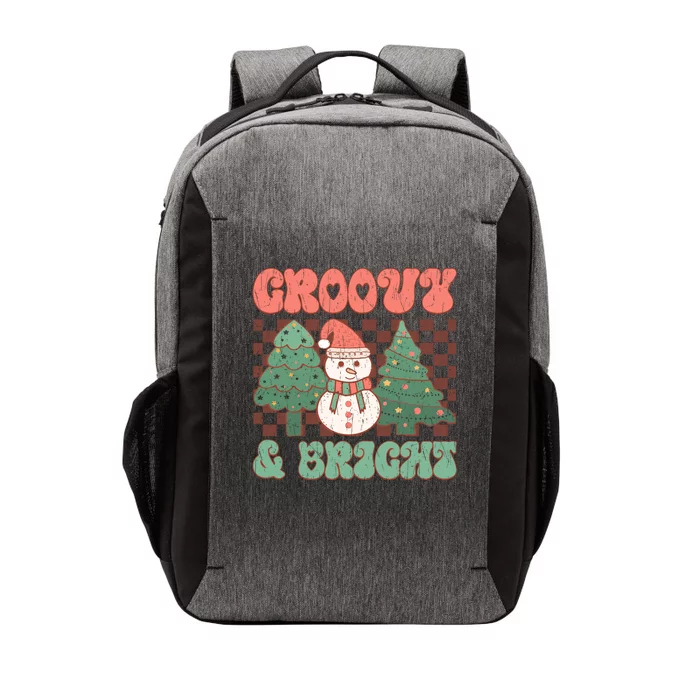 Groovy And Bright Snowman Christmas Tree Vector Backpack