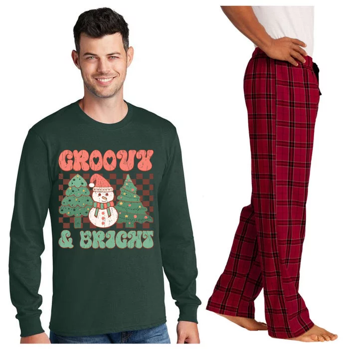 Groovy And Bright Snowman Christmas Tree Long Sleeve Pajama Set