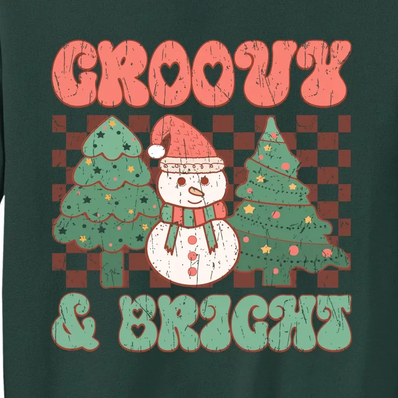 Groovy And Bright Snowman Christmas Tree Tall Sweatshirt