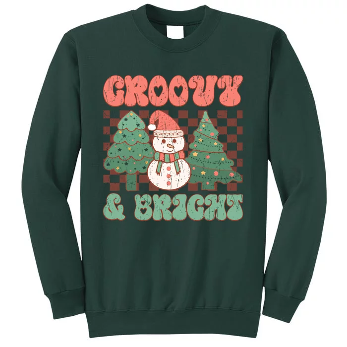 Groovy And Bright Snowman Christmas Tree Tall Sweatshirt