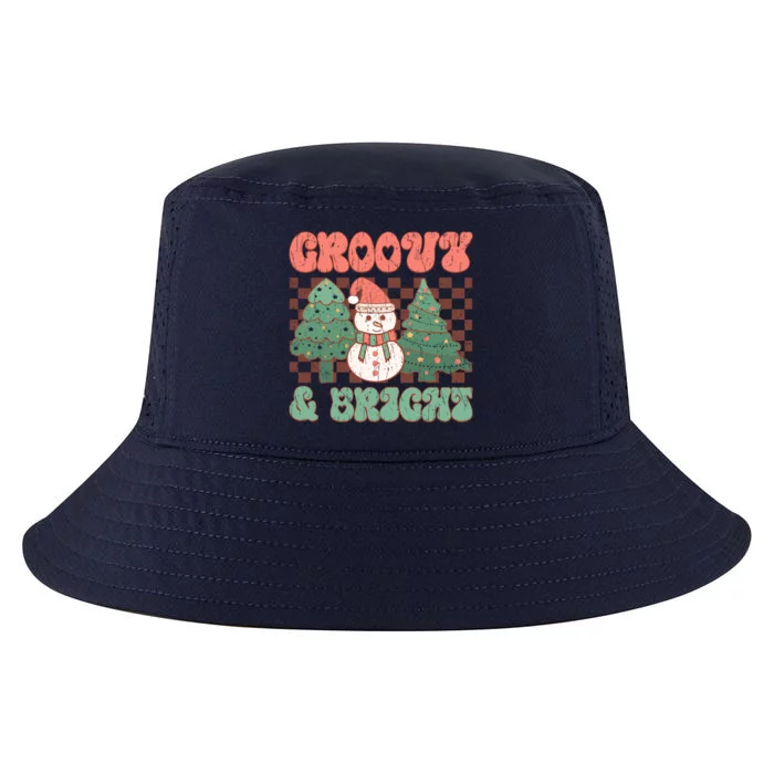 Groovy And Bright Snowman Christmas Tree Cool Comfort Performance Bucket Hat