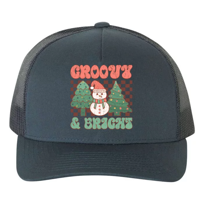 Groovy And Bright Snowman Christmas Tree Yupoong Adult 5-Panel Trucker Hat