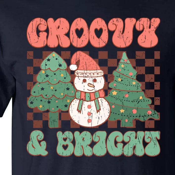 Groovy And Bright Snowman Christmas Tree Tall T-Shirt