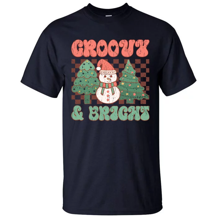 Groovy And Bright Snowman Christmas Tree Tall T-Shirt