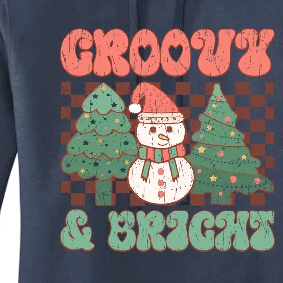 Groovy And Bright Snowman Christmas Tree Women's Pullover Hoodie