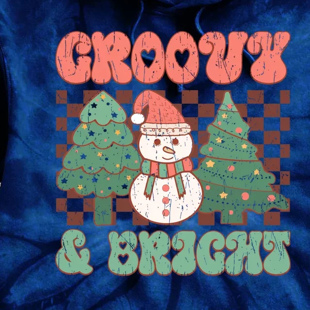 Groovy And Bright Snowman Christmas Tree Tie Dye Hoodie