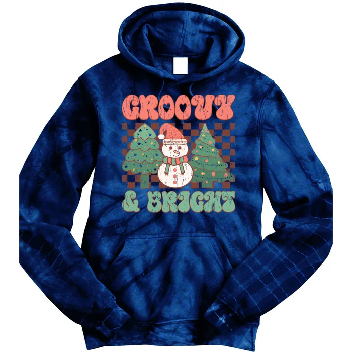 Groovy And Bright Snowman Christmas Tree Tie Dye Hoodie