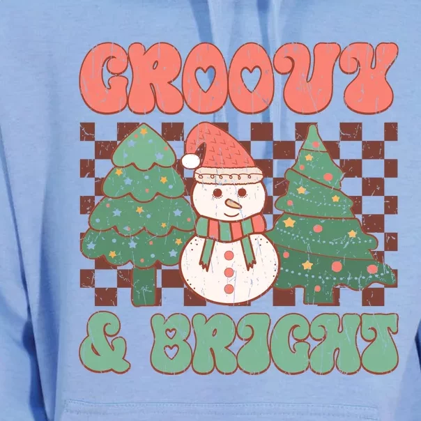 Groovy And Bright Snowman Christmas Tree Unisex Surf Hoodie