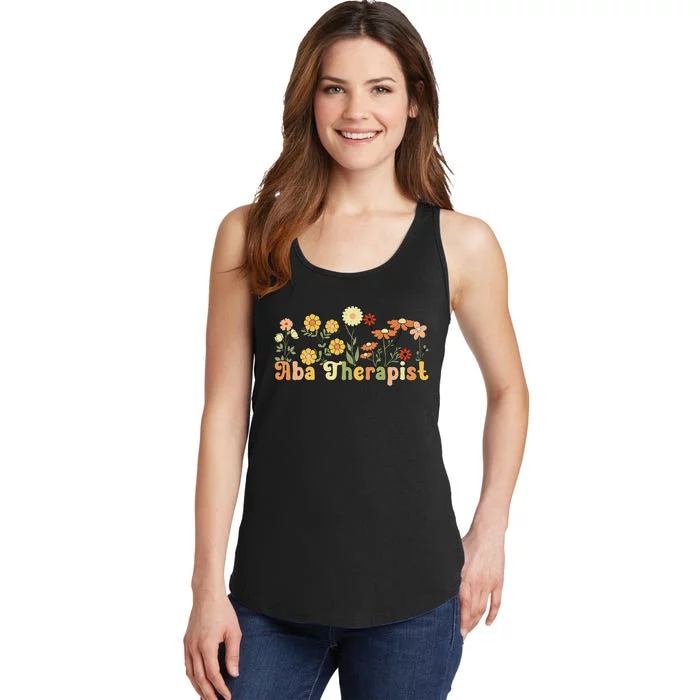 Groovy Applied Behavior Analysis Therapist Flowers Ladies Essential Tank