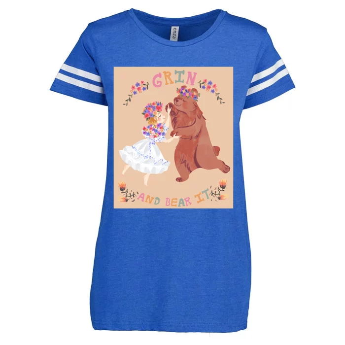 Grin And Bear It Enza Ladies Jersey Football T-Shirt