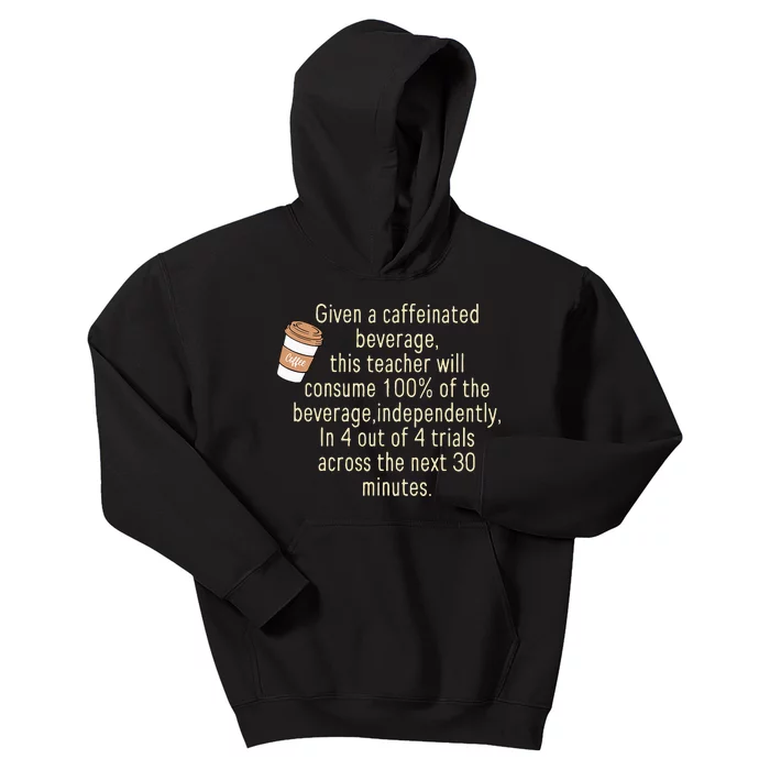 Given A Caffeinated Beverage This Teacher Will Consume Kids Hoodie