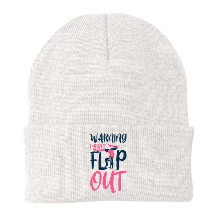 Gymnast And Cheerleader Design Warning I Might Flip Out Knit Cap Winter Beanie