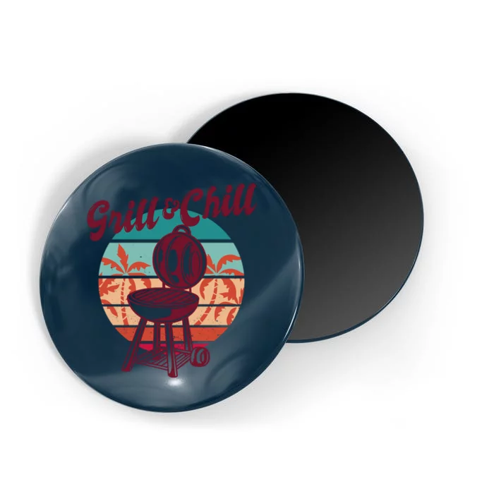 Grill And Chill Vacation Retro Sunset Magnet