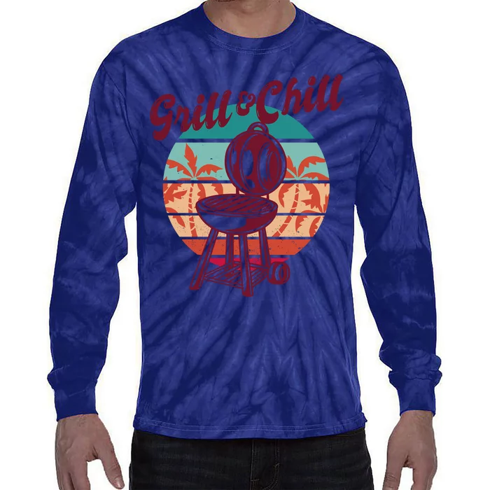 Grill And Chill Vacation Retro Sunset Tie-Dye Long Sleeve Shirt