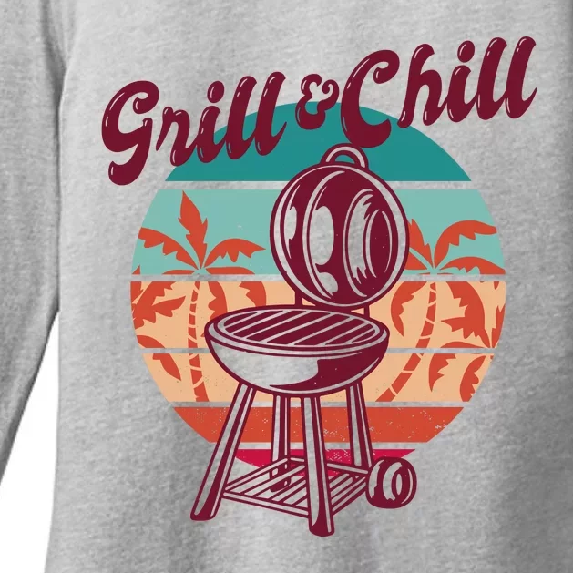 Grill And Chill Vacation Retro Sunset Womens CVC Long Sleeve Shirt