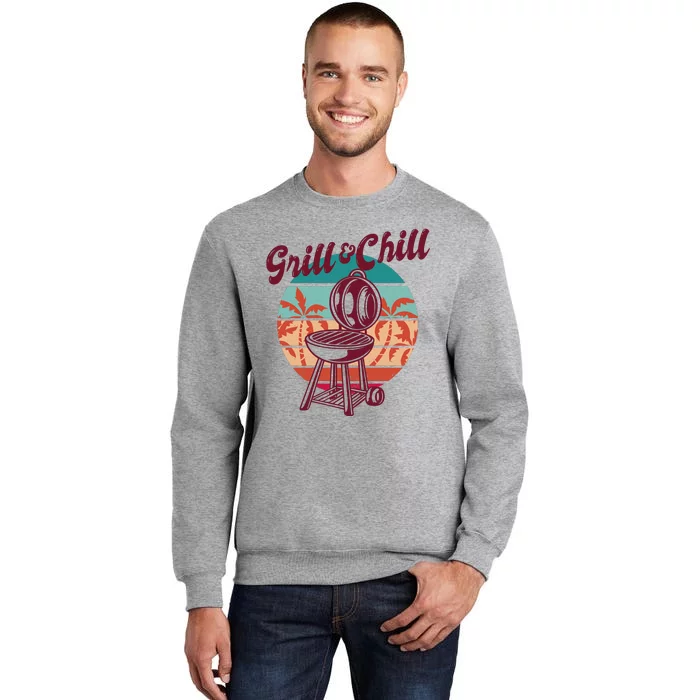 Grill And Chill Vacation Retro Sunset Tall Sweatshirt